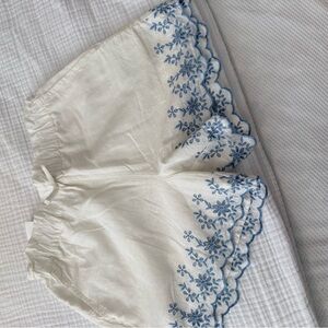 GAP Kids White and Blue Embroidered Shorts